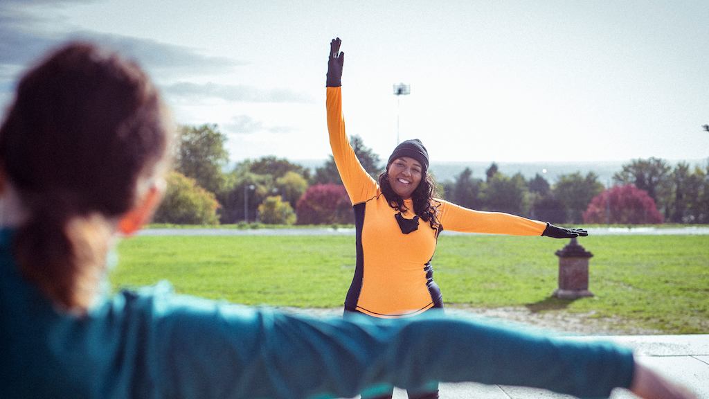 Older woman exercising outdoor