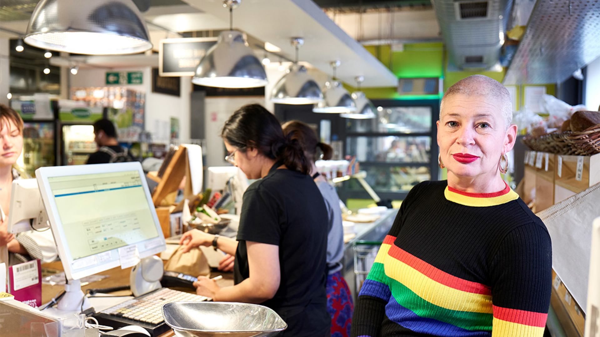 woman behind the till in a shop