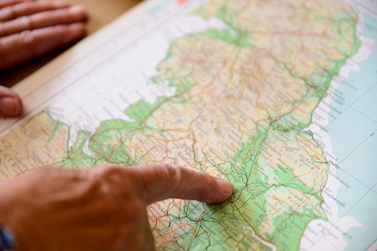 pointing at map