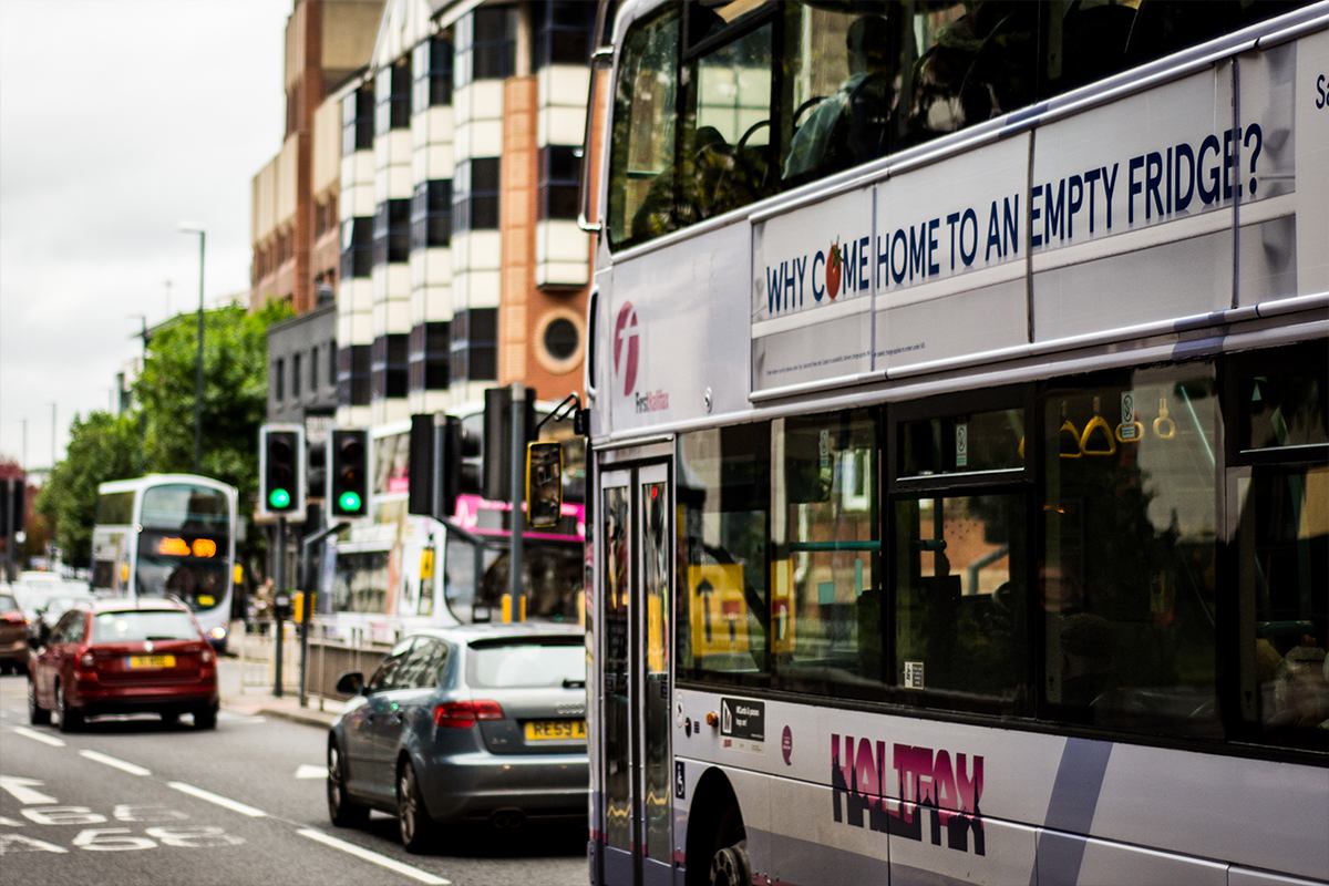 Bus in Leeds city centre